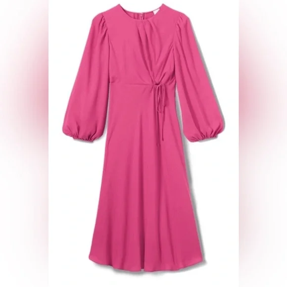 CAbi Delight Midi Dress in fuchsia pink, style #6578 Long Sleeve Dress - Picture 2 of 16